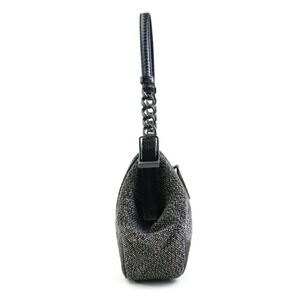 Bottega Veneta gray canvas black handbag
